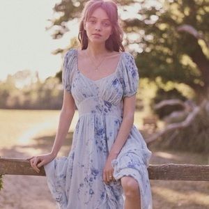 LoveShackFancy Angie Dress Celestia Floral Print Silk-geogette